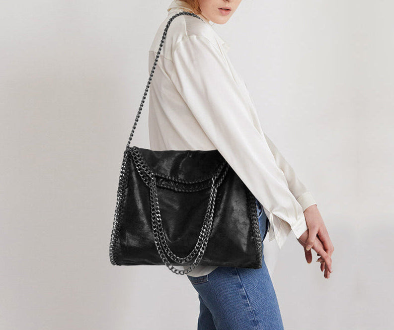 KONIE - Bolso de Piel Flexible con Bandolera de Cadena
