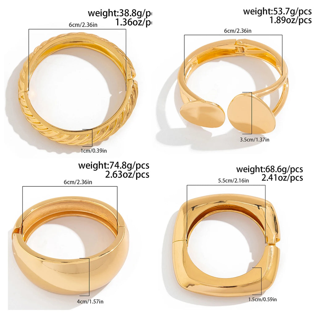 Bracelets épais Punk Heavy Metal couleur or