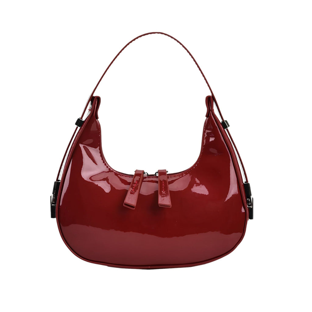 Luna - Bolso de Piel Charol Media Luna Vintage