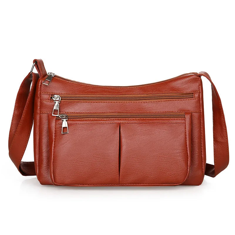 ANIA - Bolso de Piel Multibolsillos con Bandolera