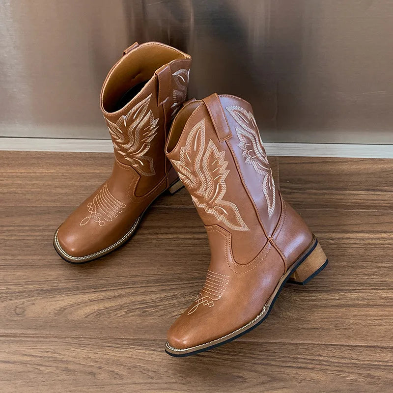 Taysha - Bota Campera Baja Media Caña Marrón