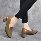 Mesmev - Mocasín de Tacón Ancho Mujer