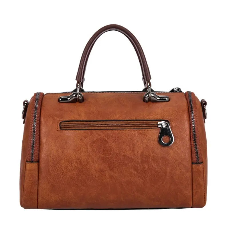 RHEA - Bolso Espacioso de Cuero Suave con Correa y Cremallera