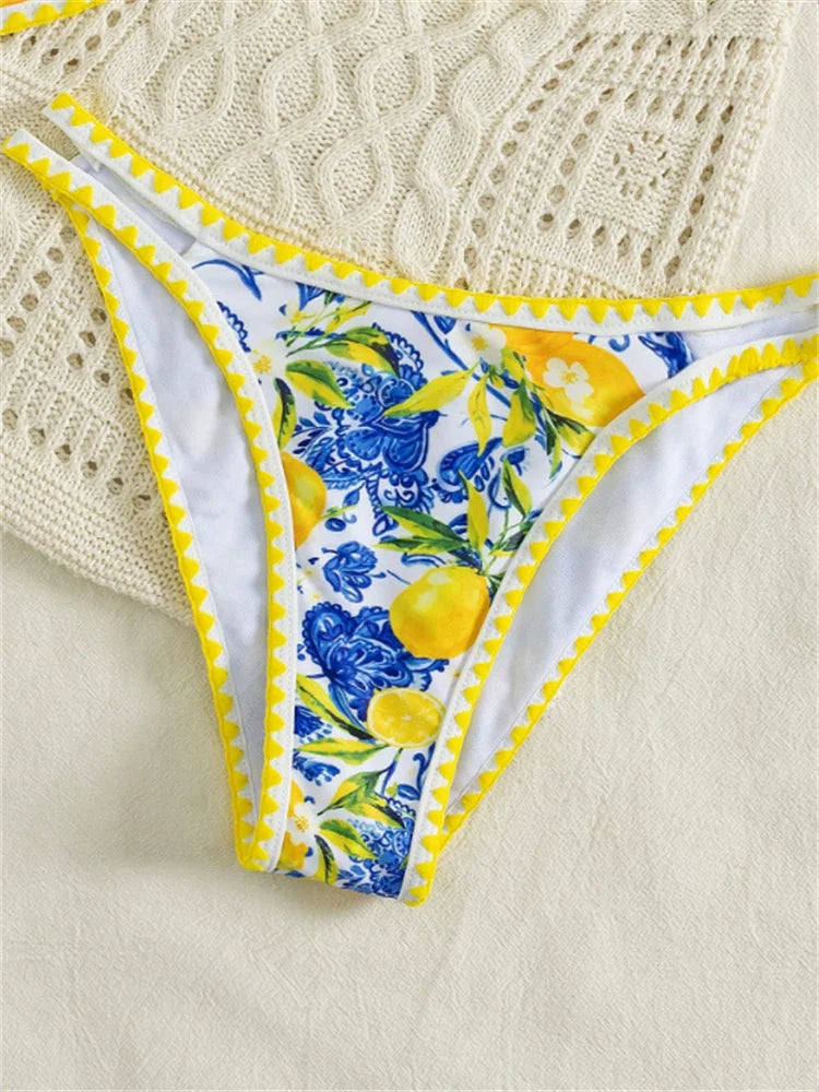 Biquini con estampado de limones