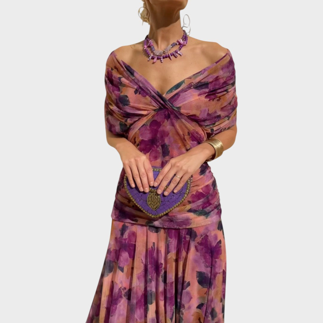 Lora | Vestido Largo Con Escote En V - OSMARA Fashion - vista 3