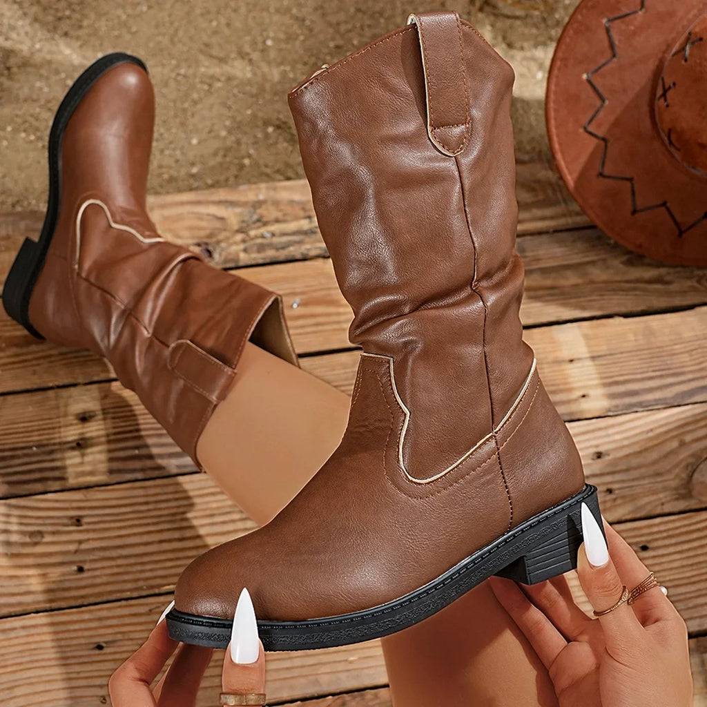 Silva - Bota Campera Baja de Suela Gruesa de Piel