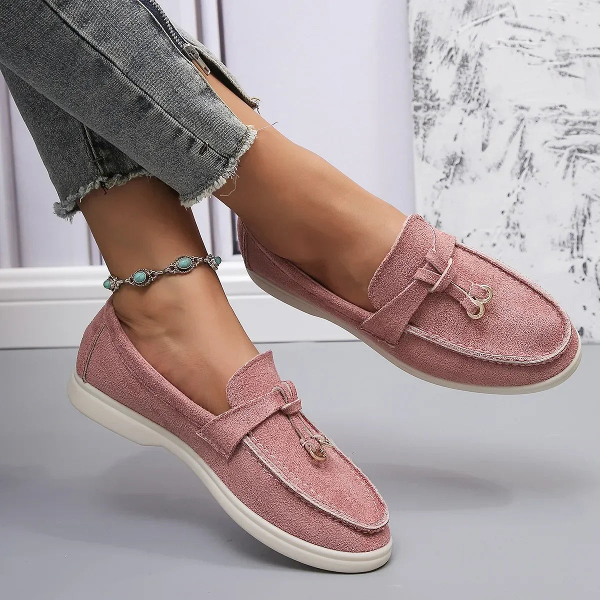Zaza - Mocasín Mujer de Ante Verde