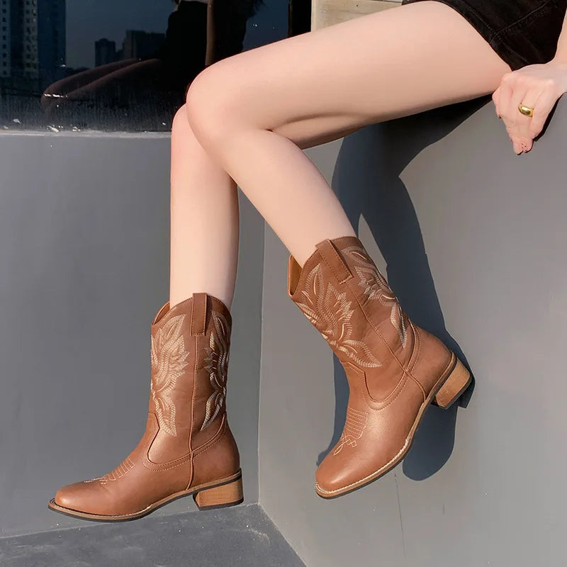 Taysha - Bota Campera Baja Media Caña Marrón