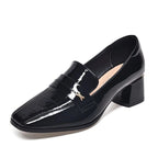 Mesmev - Mocasín de Tacón Ancho Mujer