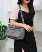 ANIA - Bolso de Piel Multibolsillos con Bandolera