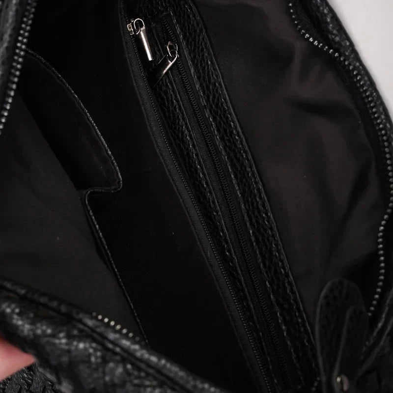 CLARA - Bolso Grande de Tendencia Tejido en Cuero