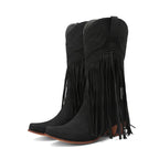 Rebecca - Bota Campera Media Caña de Flecos Largos de Ante