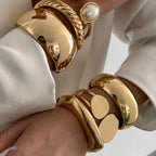 Bracelets épais Punk Heavy Metal couleur or
