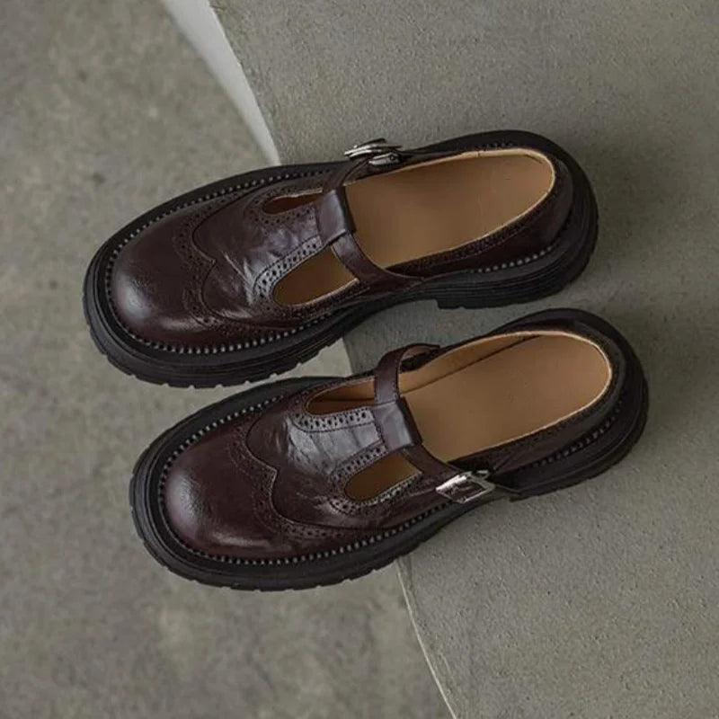 Mary - Mocasín de Piel Vintage de Cuña