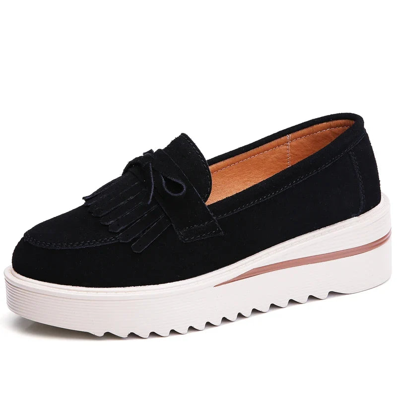 Soly - Mocasín de Cuña Mujer de Ante de Flecos