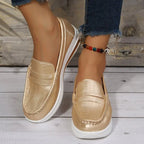 Taama - Mocasín Mujer Metalizado de Suela de Cuña