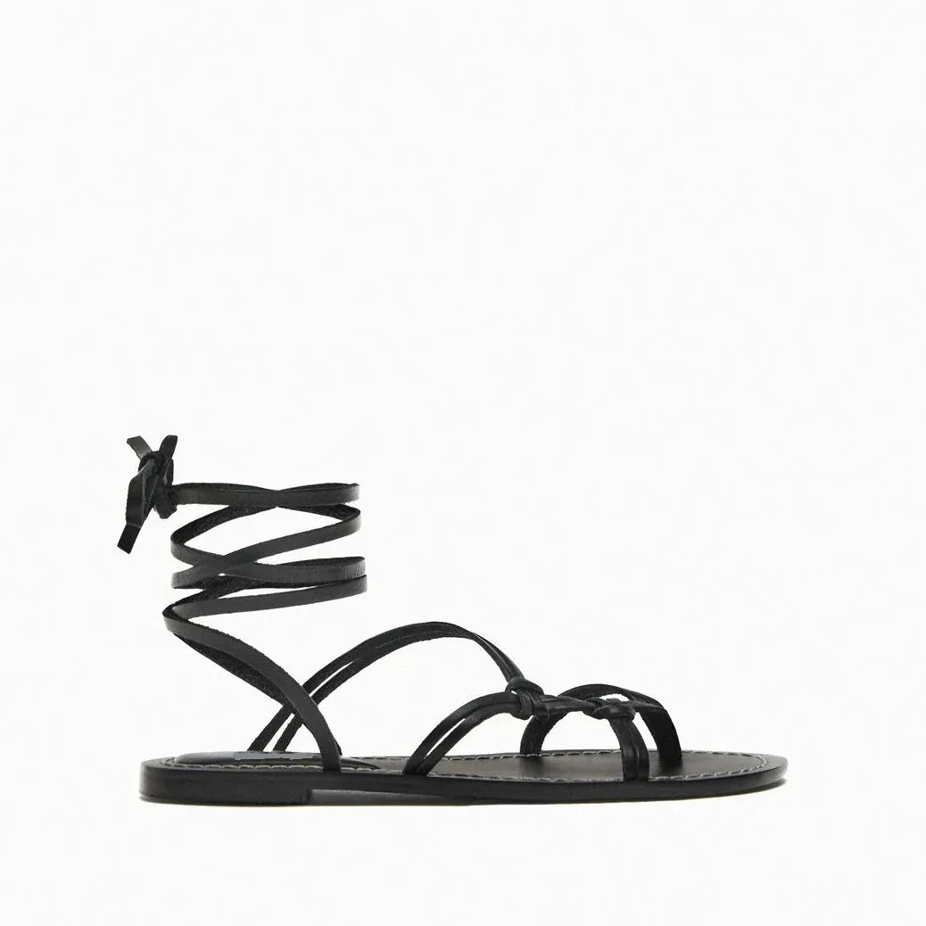Giya - Sandalia Piel Mujer Cordones Estilo Gladiador Verano de Tendencia