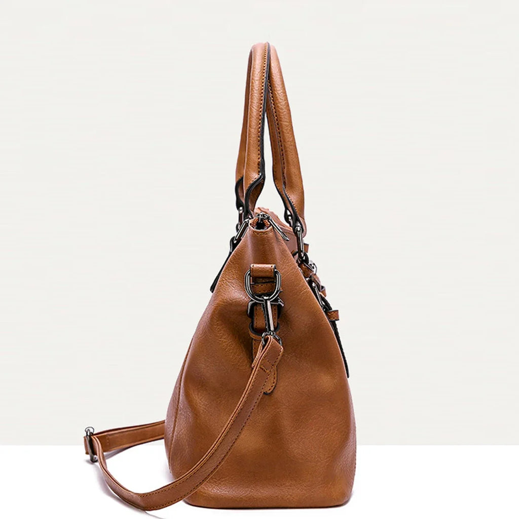 ERATO - Bolso de Gran Capacidad Vintage de Cuero Suave con Bandolera