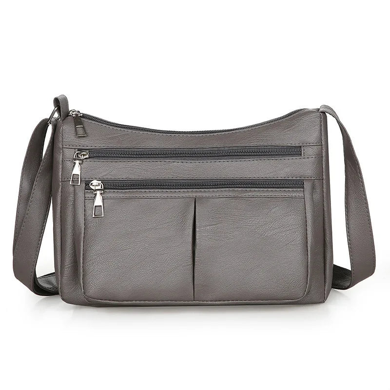 ANIA - Bolso de Piel Multibolsillos con Bandolera