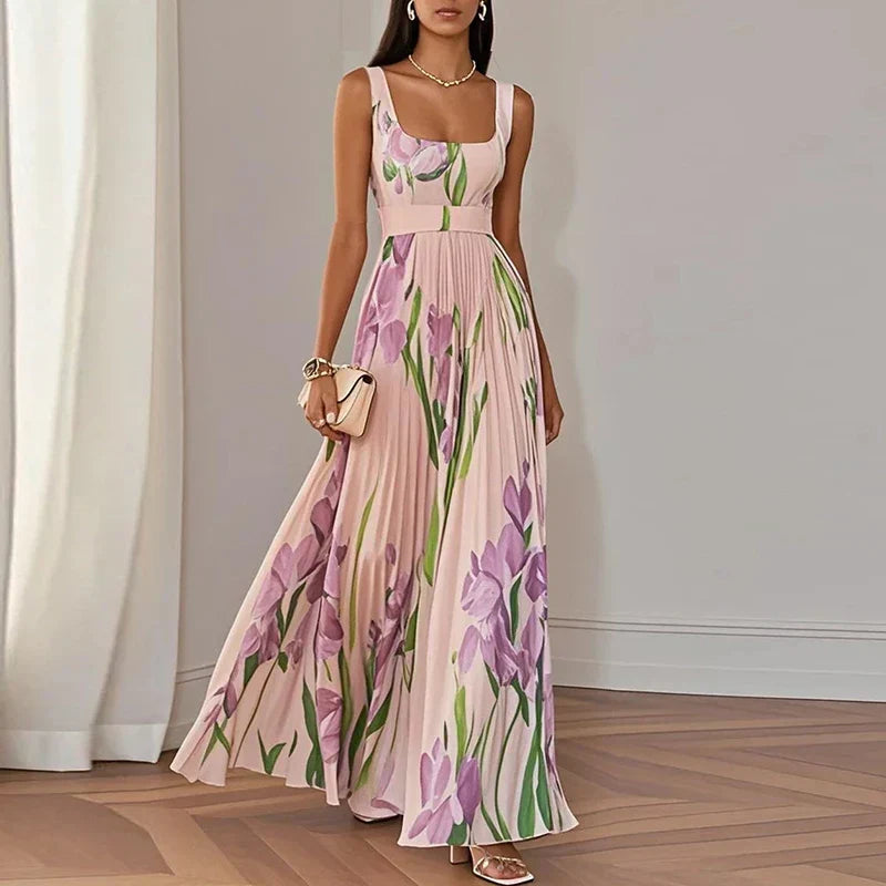 Lidia | Robe longue florale trapèze élégante