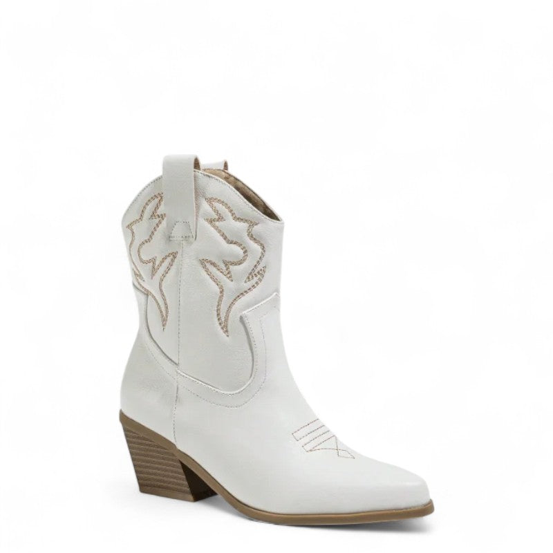 Lysa - Bota Campera Baja Mujer de Tacón Estilo Cowboy