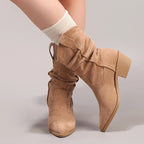 Lucia - Bota Campera Baja Mujer Ante Estilo Arrugado