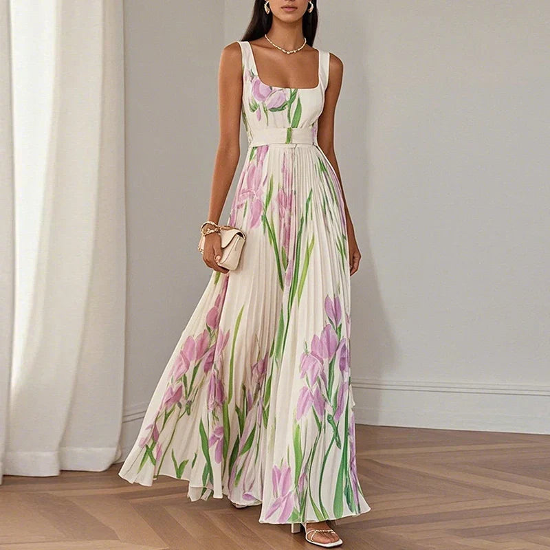 Lidia | Robe longue florale trapèze élégante