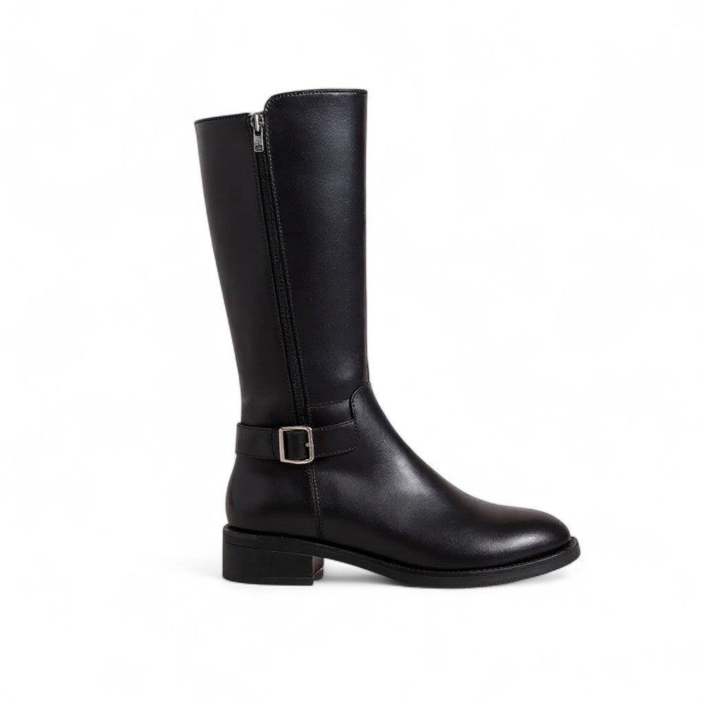 Lotta - Bota Alta Negra de Hebilla Metálico