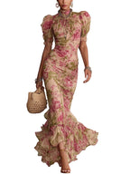 Valentina | Robe longue fleurie à manches bouffantes qui fait craquer au premier regard