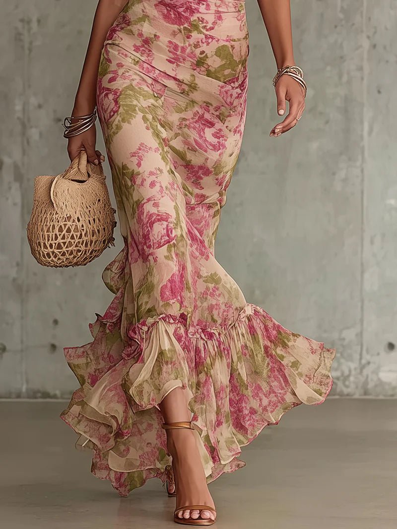 Valentina | Robe longue fleurie à manches bouffantes qui fait craquer au premier regard
