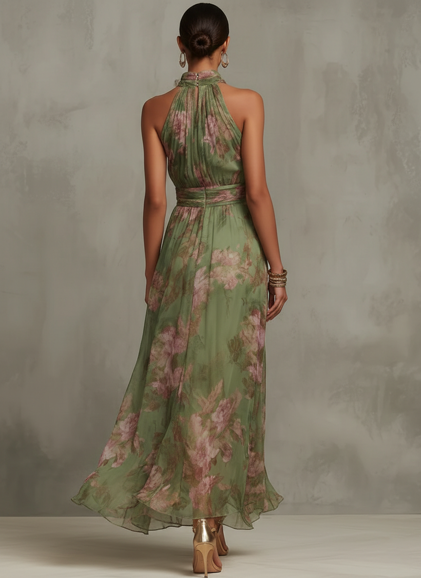 Serena | Robe longue fleurie fluide et élégante qui flatte la silhouette
