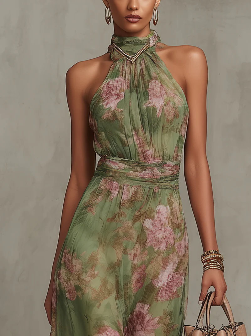 Serena | Robe longue fleurie fluide et élégante qui flatte la silhouette