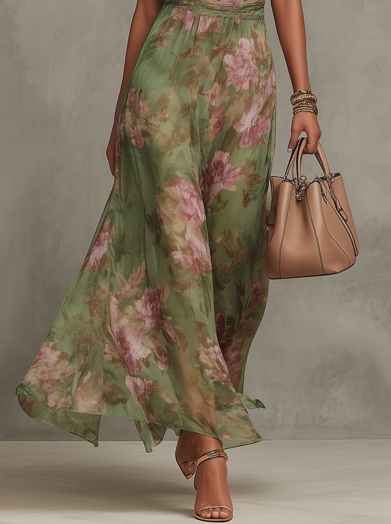 Serena | Robe longue fleurie fluide et élégante qui flatte la silhouette