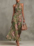 Serena | Robe longue fleurie fluide et élégante qui flatte la silhouette