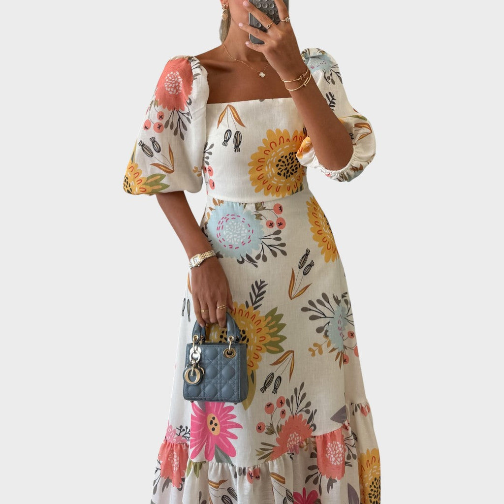 Teressa | Midi Puff-Sleeve Dress