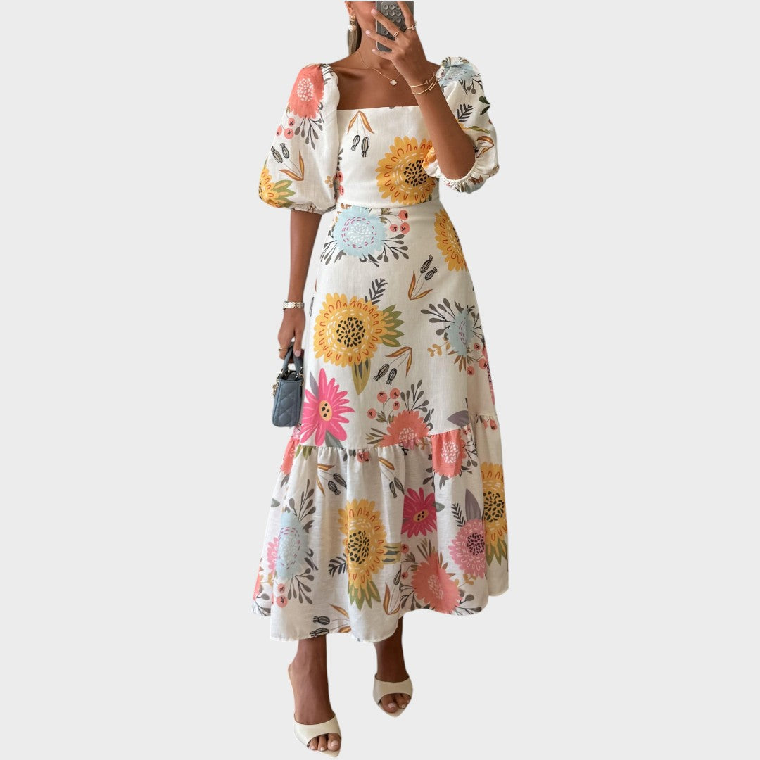 Teressa | Midi Puff-Sleeve Dress