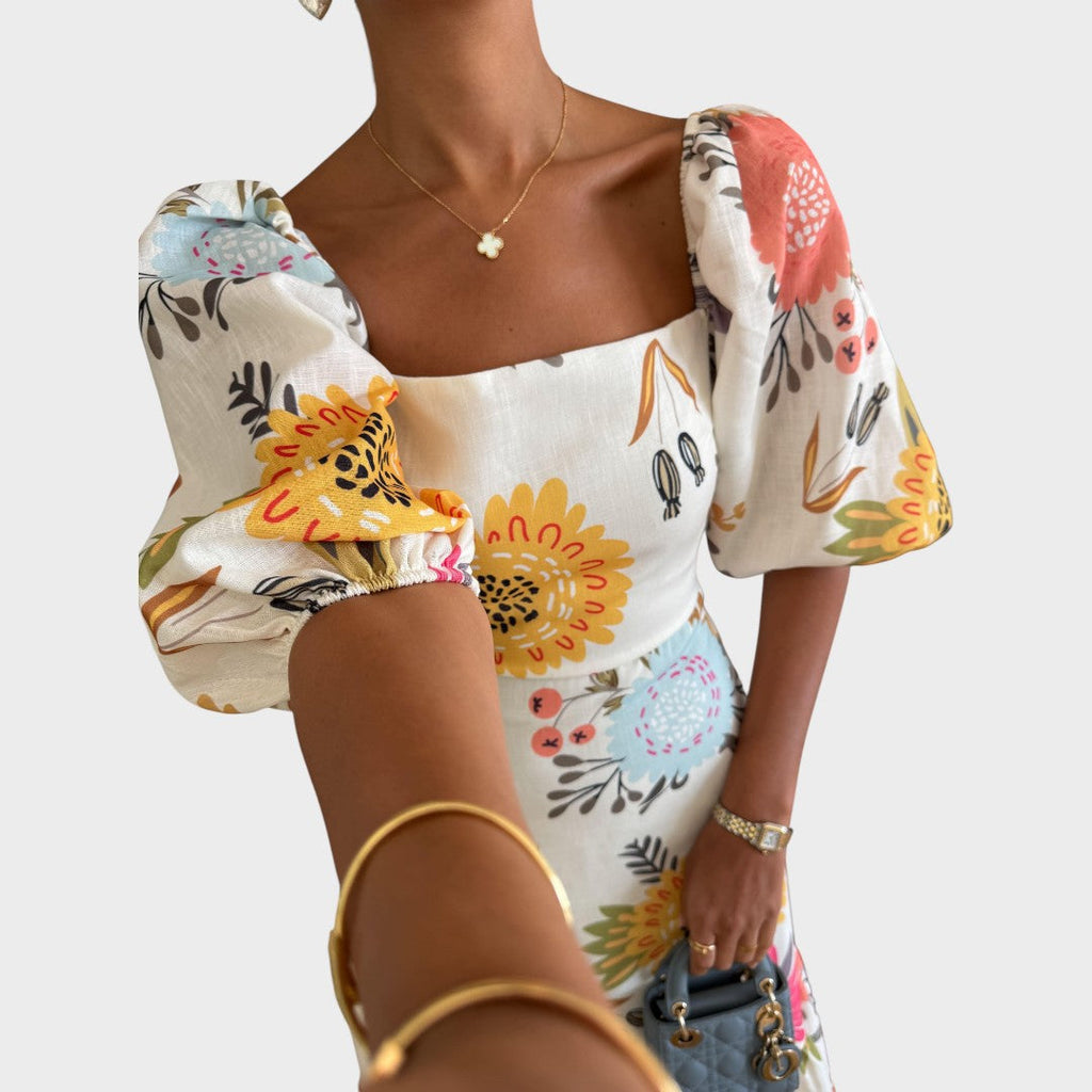 Teressa | Midi Puff-Sleeve Dress