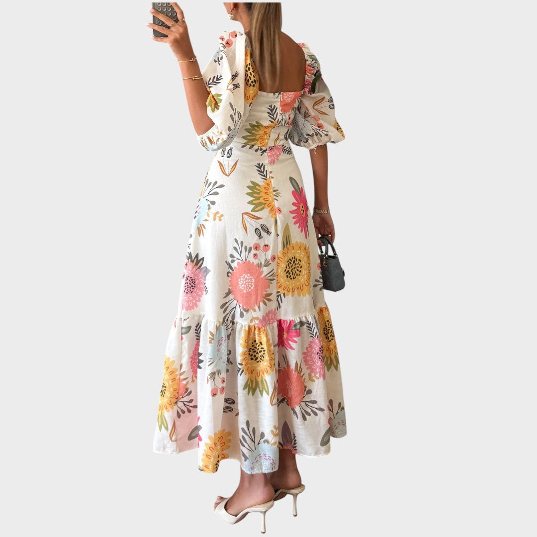 Teressa | Midi Puff-Sleeve Dress
