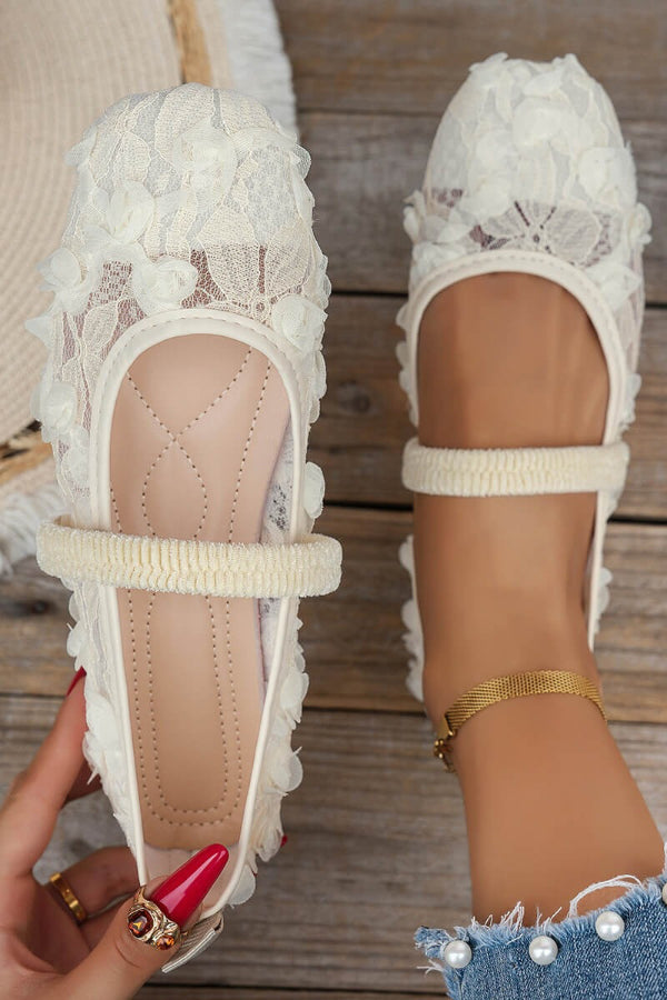 Zapatos Planos Informales de Puntera Cuadrada Rosas