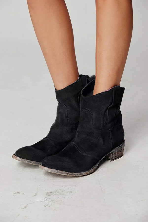 Botines de Ante Sintético con Tacón Bajo
