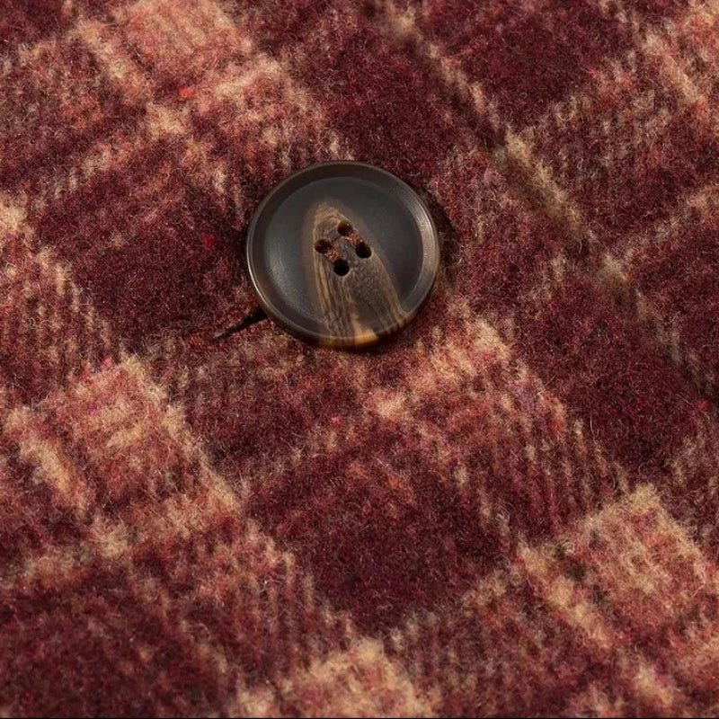 Abrigo Jane de paño con cuello mao y estampado de cuadros