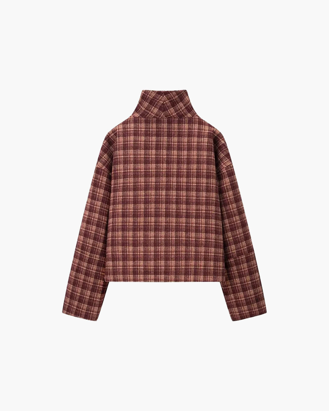 Abrigo Jane de paño con cuello mao y estampado de cuadros