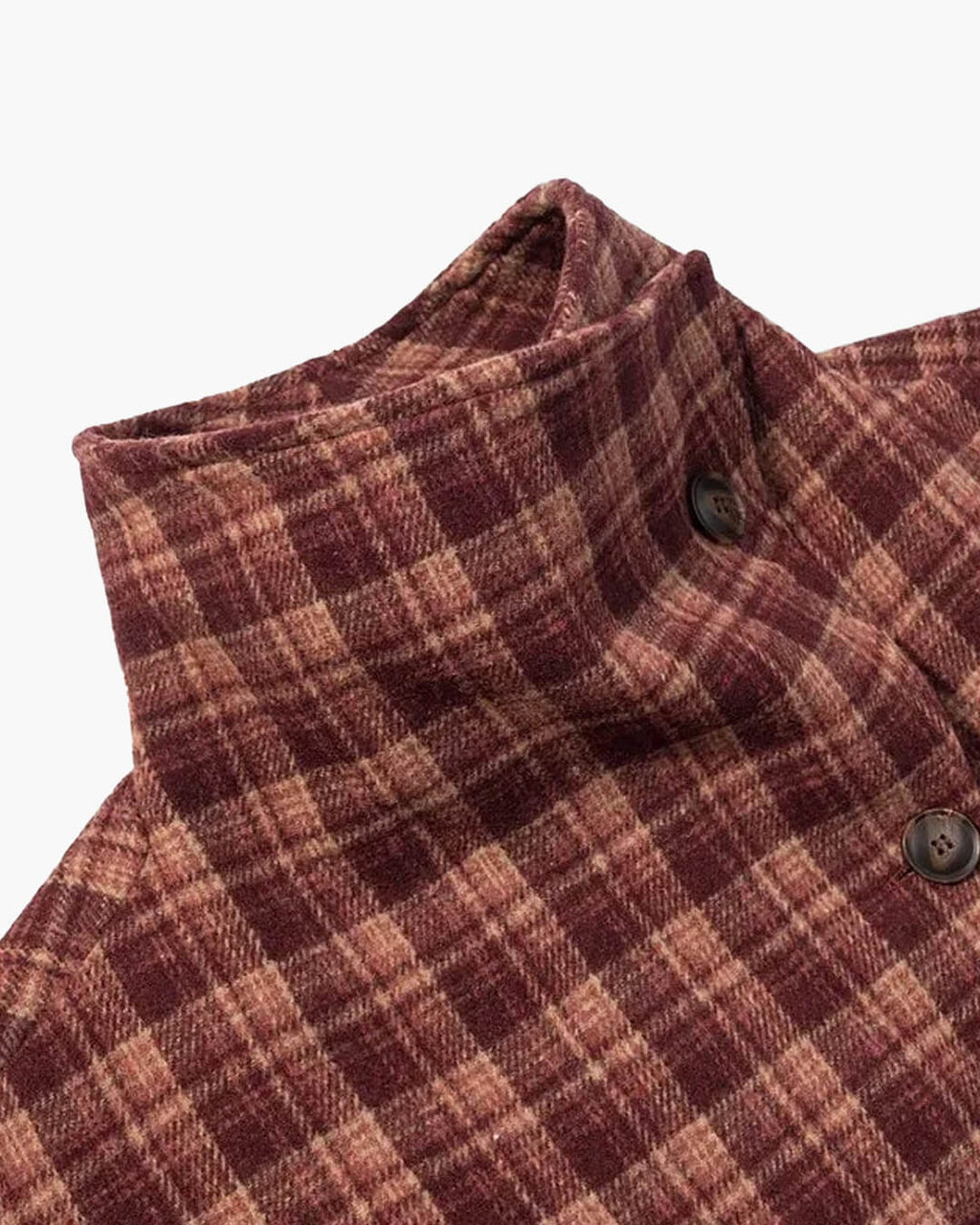 Abrigo Jane de paño con cuello mao y estampado de cuadros