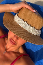 Sombrero de Playa Decorado con Perlas
