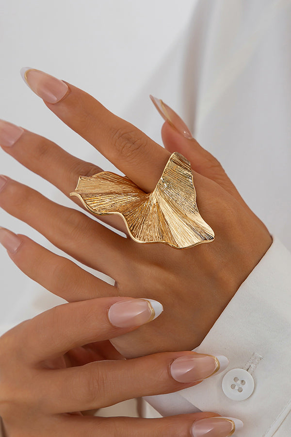 Anillo de Aleación con Forma de Hoja de Ginkgo