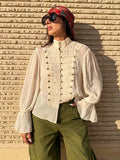 Amelie Blusa Vintage de Gasa con Cuello Alto