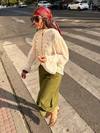 Amelie Blusa Vintage de Gasa con Cuello Alto