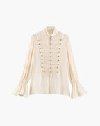 Amelie Blusa Vintage de Gasa con Cuello Alto