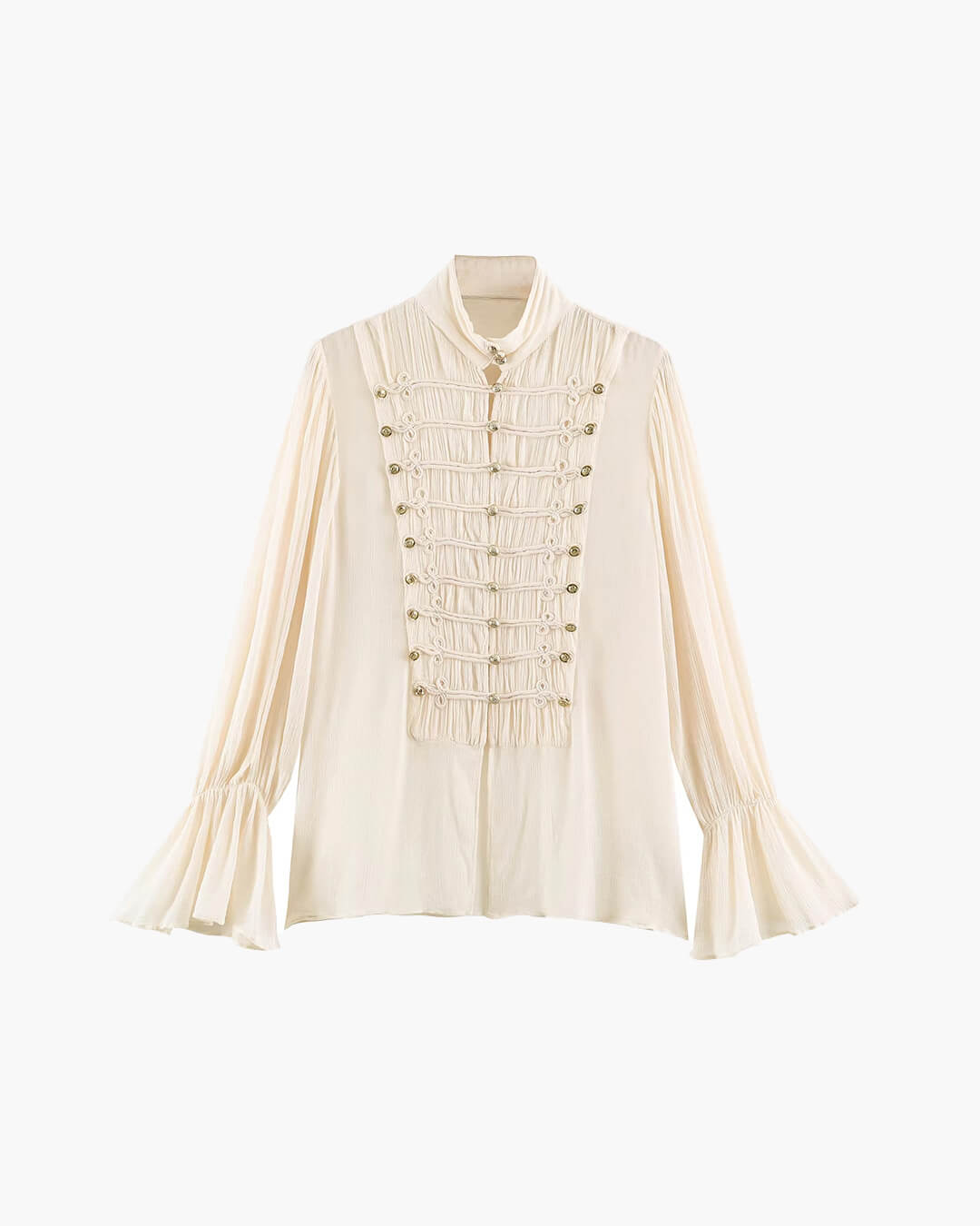 Amelie Blusa Vintage de Gasa con Cuello Alto