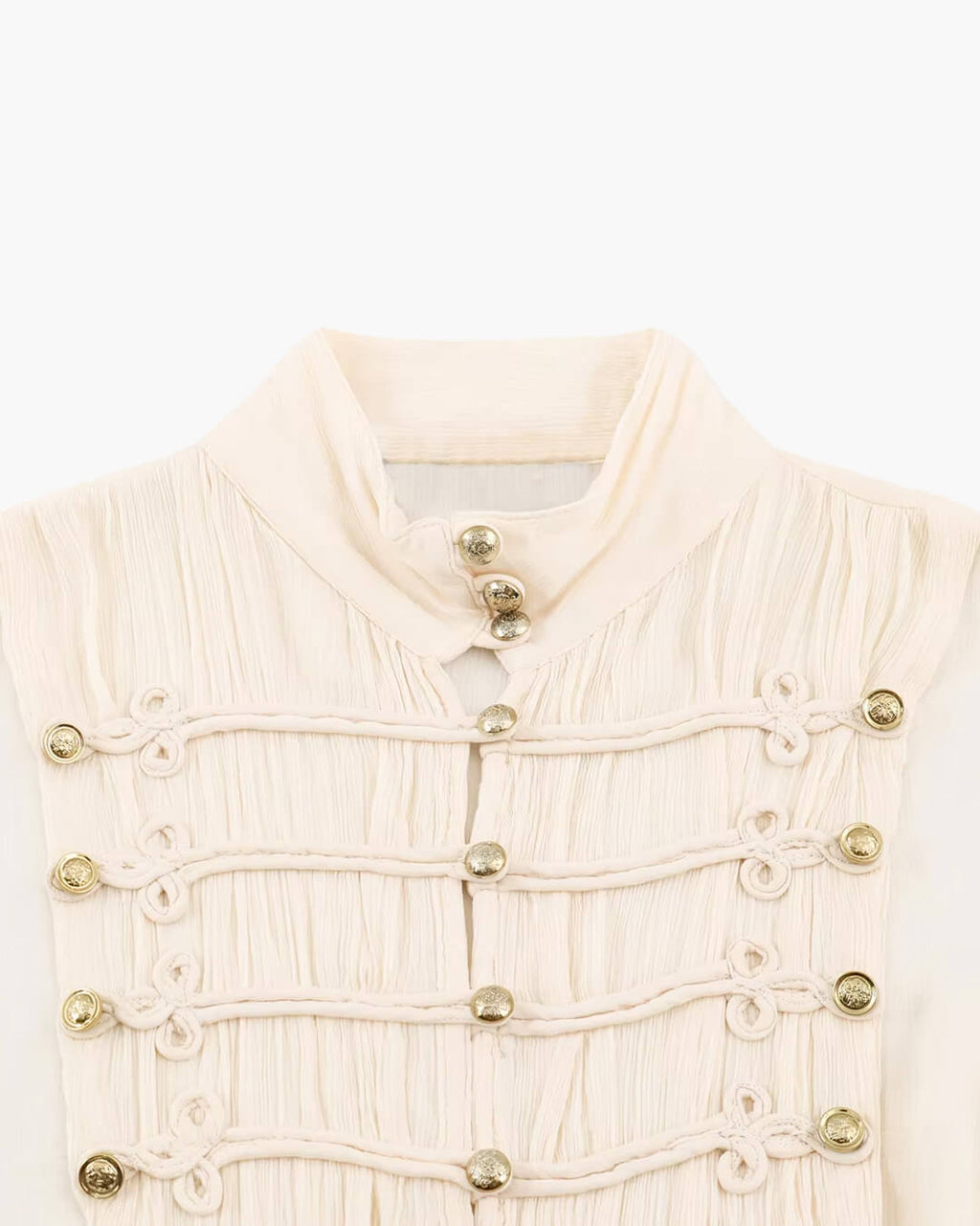 Amelie Blusa Vintage de Gasa con Cuello Alto